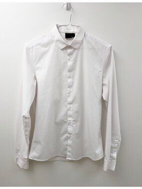 Asos Men's Dress Shirt Sz ML  Medium Tall White Long Sleeve To Fit Chest Stretch